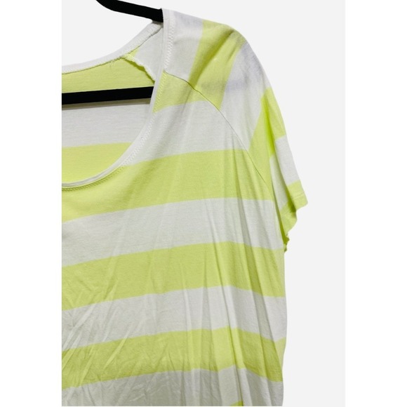 JCPenney Neon Yellow White Striped Short Sleeve Shirt Plus Size 1X - Picture 2 of 5